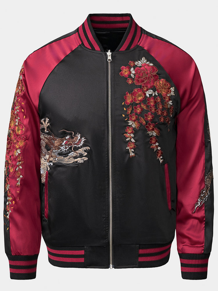 Huaxia Junpin original Chinese style national tide heavy industry embroidered dragon jacket men's casual panlong baseball uniform jacket