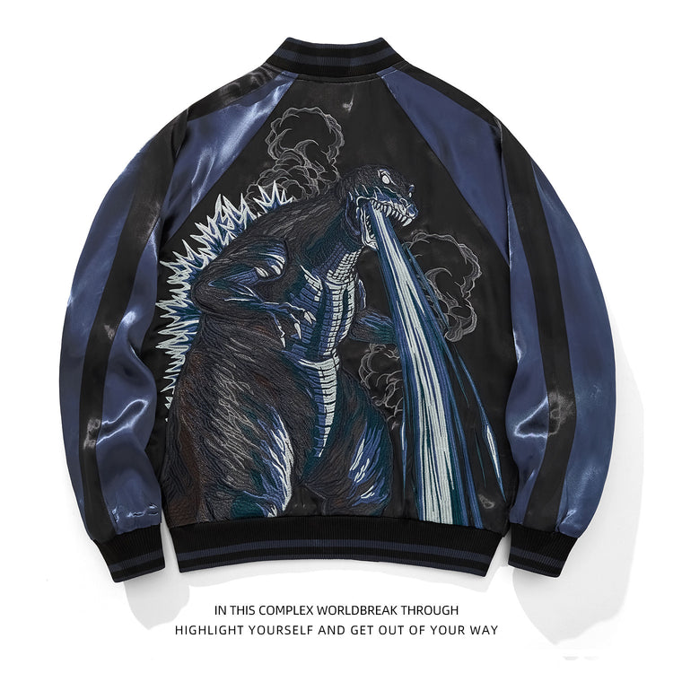 New Monster Anime Gesura Embroidered Jacket for Men, Top Yokosuka Embroidered Baseball Cartoon Cardigan