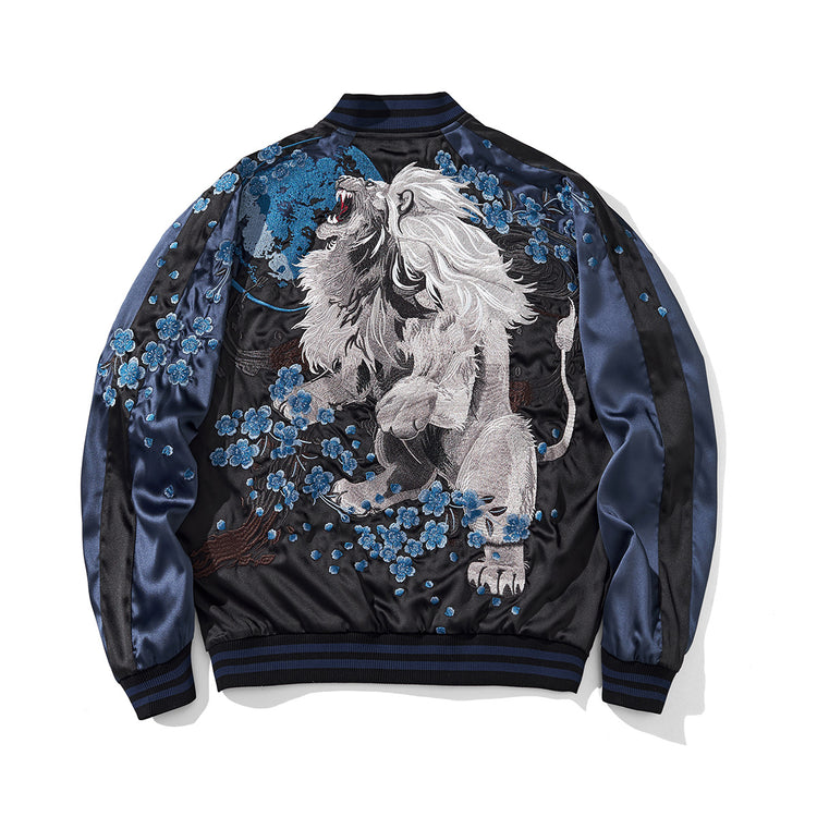 Huaxia Junpin Chinese style national tide heavy industry embroidery Lion King couple jacket casual baseball uniform jacket B078