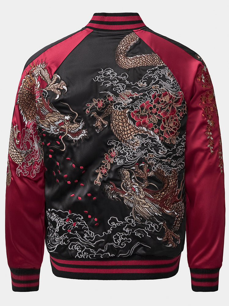 Huaxia Junpin original Chinese style national tide heavy industry embroidered dragon jacket men's casual panlong baseball uniform jacket