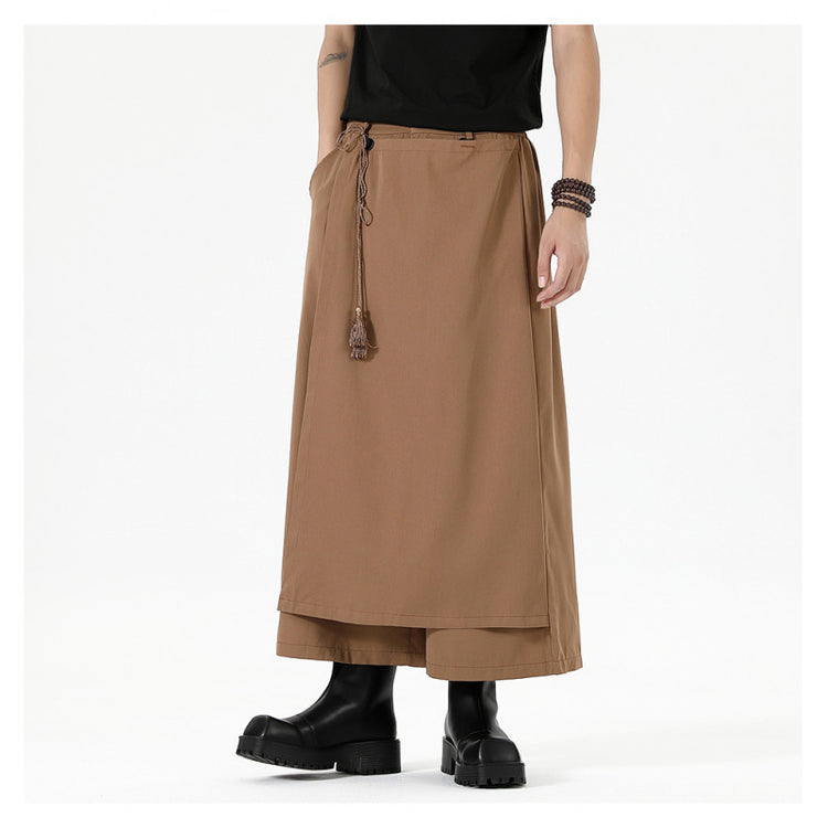 2024 Autumn New Chinese Style Dark Yamamoto Pants, Plus Size Dress Pants, Wide-Leg Casual Pants, Straight-Leg Skirt Pants for Men