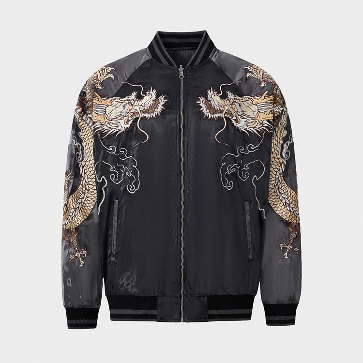 Yokosuka Heavy Industries dragon and tiger embroidered jacket, men's baseball uniform, national trend divine beast top, new spring and autumn arrivals