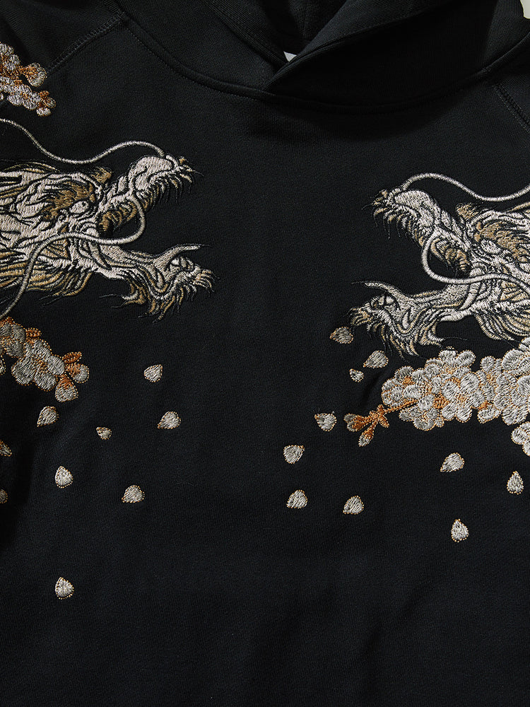 Huaxia Junpin Heavy Industry embroidery Chinese style dragon and phoenix embroidery hooded pullover couple sweatshirt trendy brand jacket 19045
