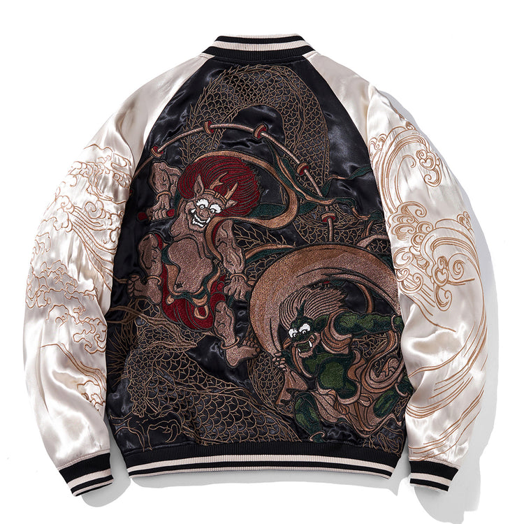 Huaxia Junpin Chinese style national tide heavy industry reversible jacket casual embroidery baseball uniform jacket ins men's S033