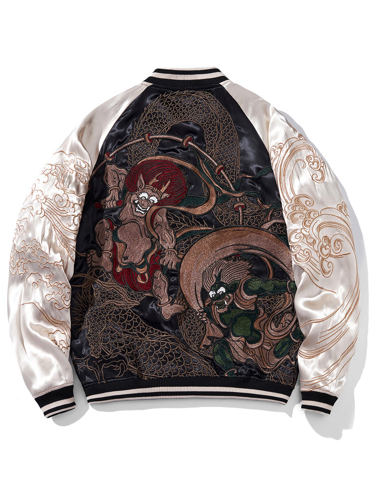 Huaxia Junpin Chinese style national tide heavy industry reversible jacket casual embroidery baseball uniform jacket ins men's S033