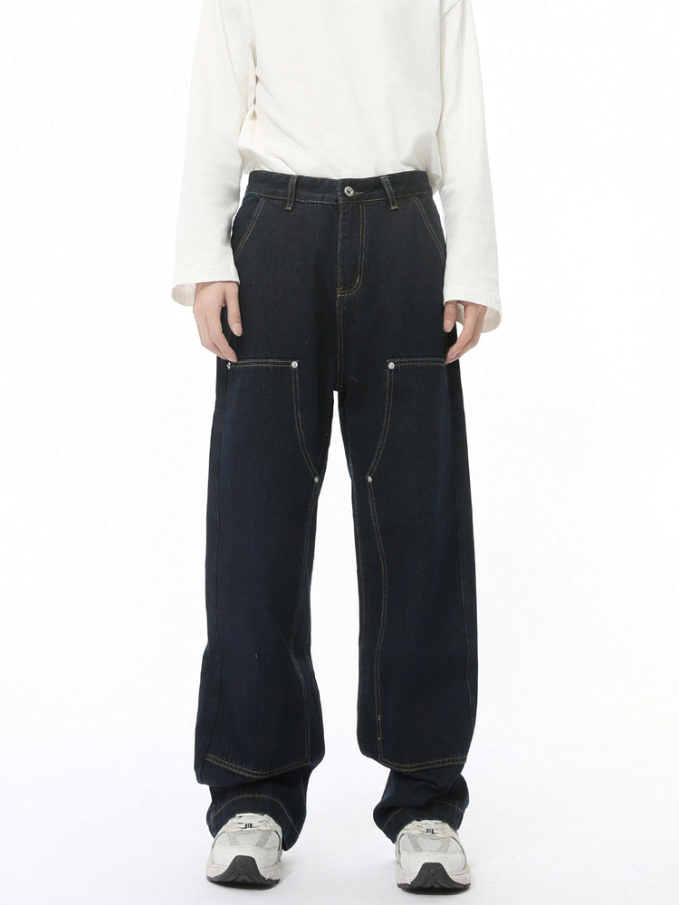 MTLCLOTHES Men's Wear | Four Seasons New Arrival: Korean Minimalist Style Deconstructed Washed Workwear Jeans Casual Loose
