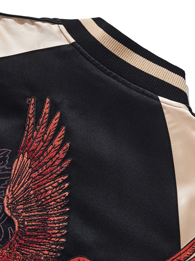 New heavy industry embroidered jacket, national tide mythical beast phoenix raglan sleeve baseball uniform men's and women's Yokosuka street jacket
