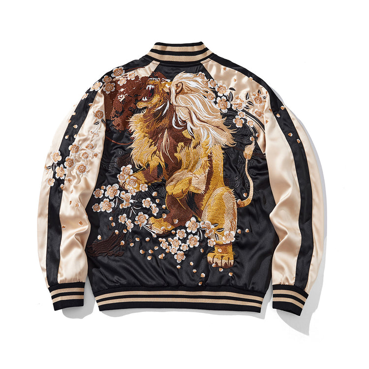 Huaxia Junpin Chinese style national tide heavy industry embroidery Lion King couple jacket casual baseball uniform jacket B078