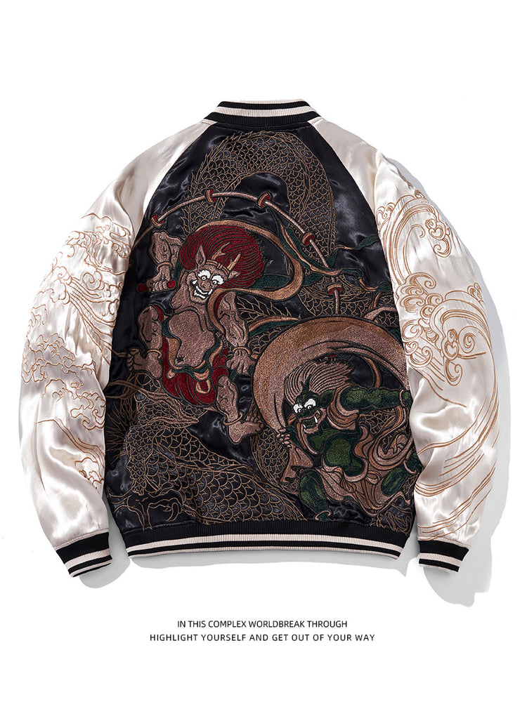 2025 Sukajan Silk Kazakh Wind Thunder Yokosuka Jacket Heavy Industry Embroidery Men's and Women's Personality Baseball Jersey Jacket