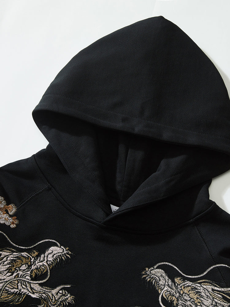 Huaxia Junpin Heavy Industry embroidery Chinese style dragon and phoenix embroidery hooded pullover couple sweatshirt trendy brand jacket 19045