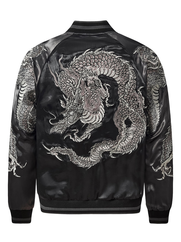 Huaxia Junpin Chinese style national tide heavy industry jacket fashion casual national tide embroidery flying dragon baseball uniform jacket S100