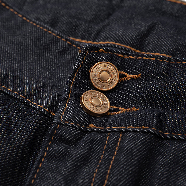 Catalog 2025 Autumn New Japanese Retro Trendy Knee-High Appliqué Woodwork Navy Casual Workwear Jeans for Men
