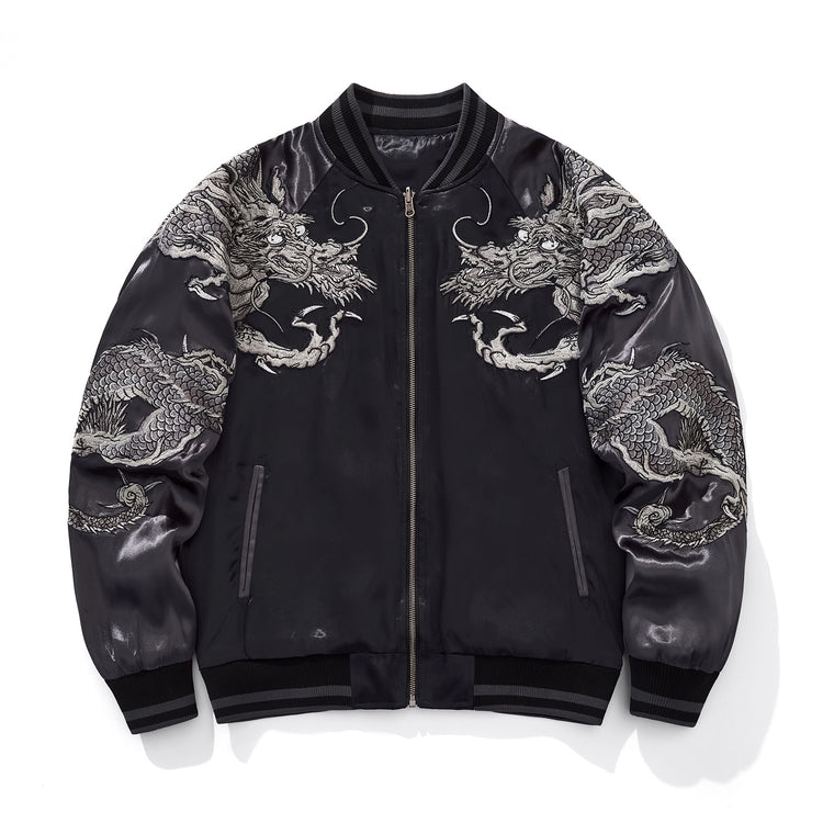 Huaxia Junpin Chinese style national tide heavy industry jacket fashion casual national tide embroidery flying dragon baseball uniform jacket S100