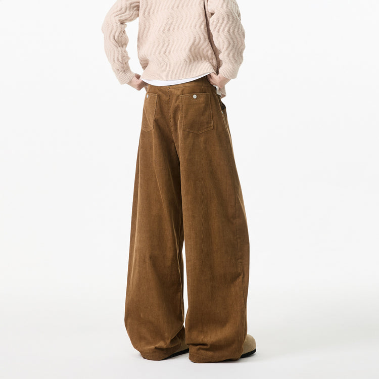 SINGOLARMENTE - Corduroy pants men's spring 2025 loose straight and versatile Japanese versatile cargo pants men's teen slacks