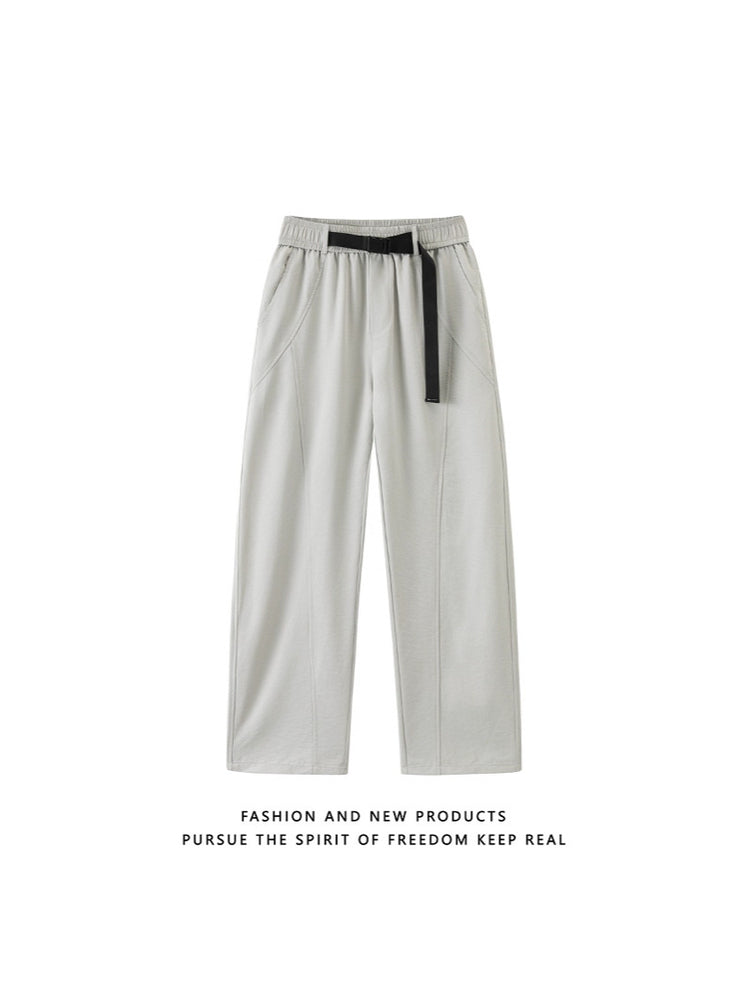 Men's casual pants 2025 new loose straight-leg sports pants, ice silk summer thin long pants, unisex