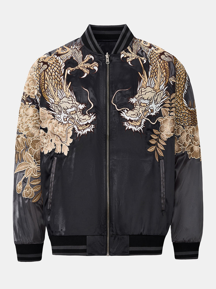 Huaxia Junpin Chinese style national tide heavy industry jacket casual national tide embroidery tiger down the mountain baseball uniform jacket S105