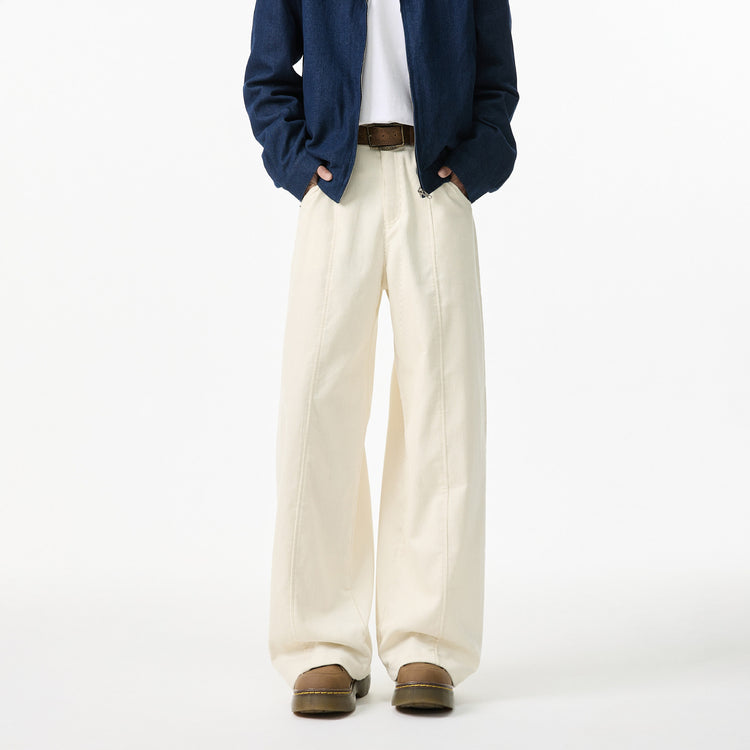 SINGOLARMENTE - Corduroy pants men's spring 2025 loose straight and versatile Japanese versatile cargo pants men's teen slacks