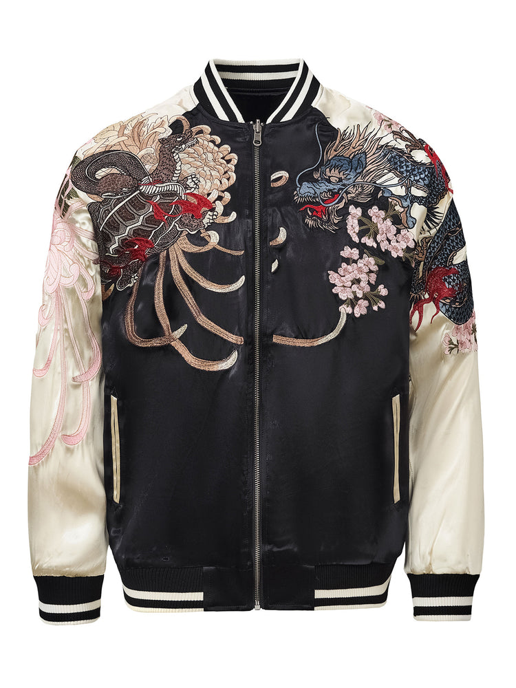 Huaxia Junpin Chinese style national tide heavy industry jacket national tide dragon tiger phoenix mythical beast embroidery baseball uniform jacket S132