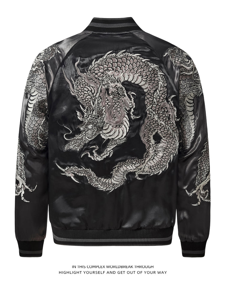 2025 new dragon heavy embroidered jacket jacket basewear satin Yokosuka trendy brand