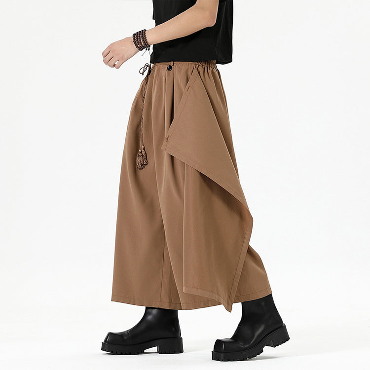 2024 Autumn New Chinese Style Dark Yamamoto Pants, Plus Size Dress Pants, Wide-Leg Casual Pants, Straight-Leg Skirt Pants for Men