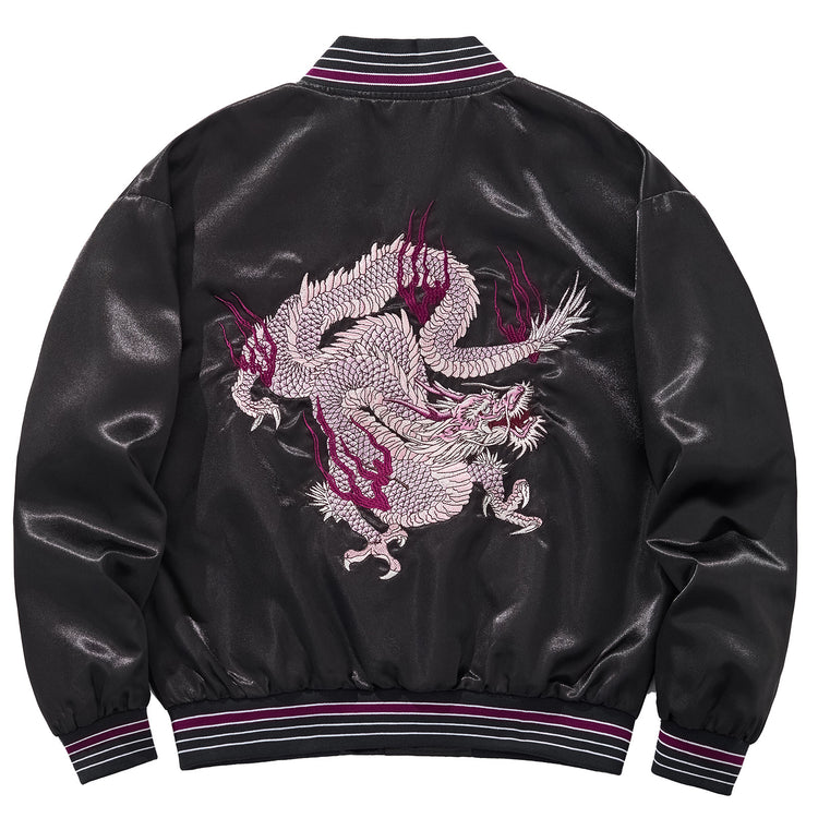 Huaxia Junpin Chinese style national tide embroidery auspicious cloud purple fire dragon jacket men's casual baseball uniform jacket A093