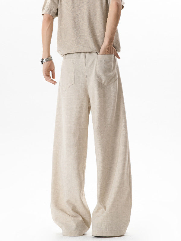 Old money style pleated linen pants, summer thin breathable, relaxed wide-leg dress pants, loose straight-leg casual pants