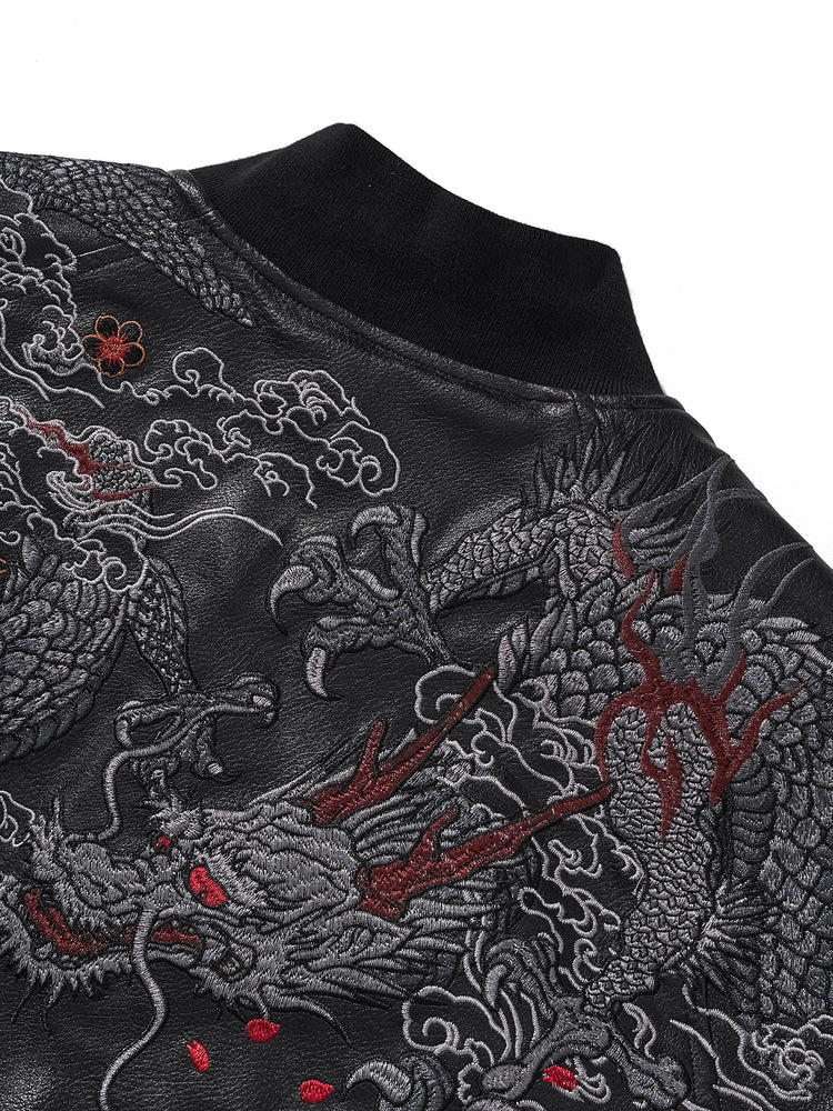 Huaxia Junpin Chinese Style Guochao Heavy Industry Thickened Padded Jacket Guochao Dragon Embroidered Baseball Jacket B100