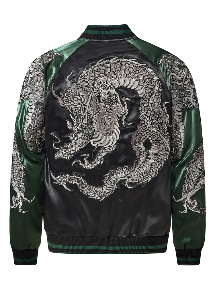 Huaxia Junpin Chinese style national tide heavy industry jacket fashion casual national tide embroidery flying dragon baseball uniform jacket S100