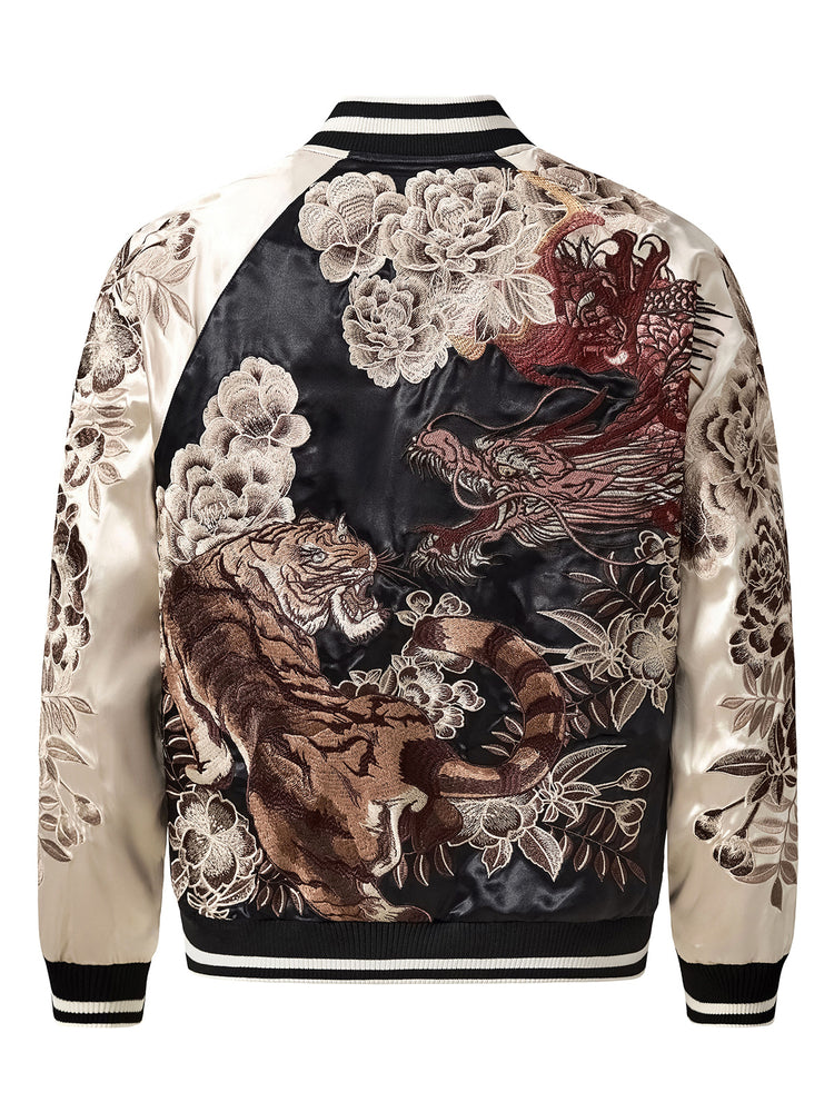 Huaxia Junpin Chinese style national tide heavy industry jacket casual national tide embroidery dragon tiger fighting baseball uniform jacket S108