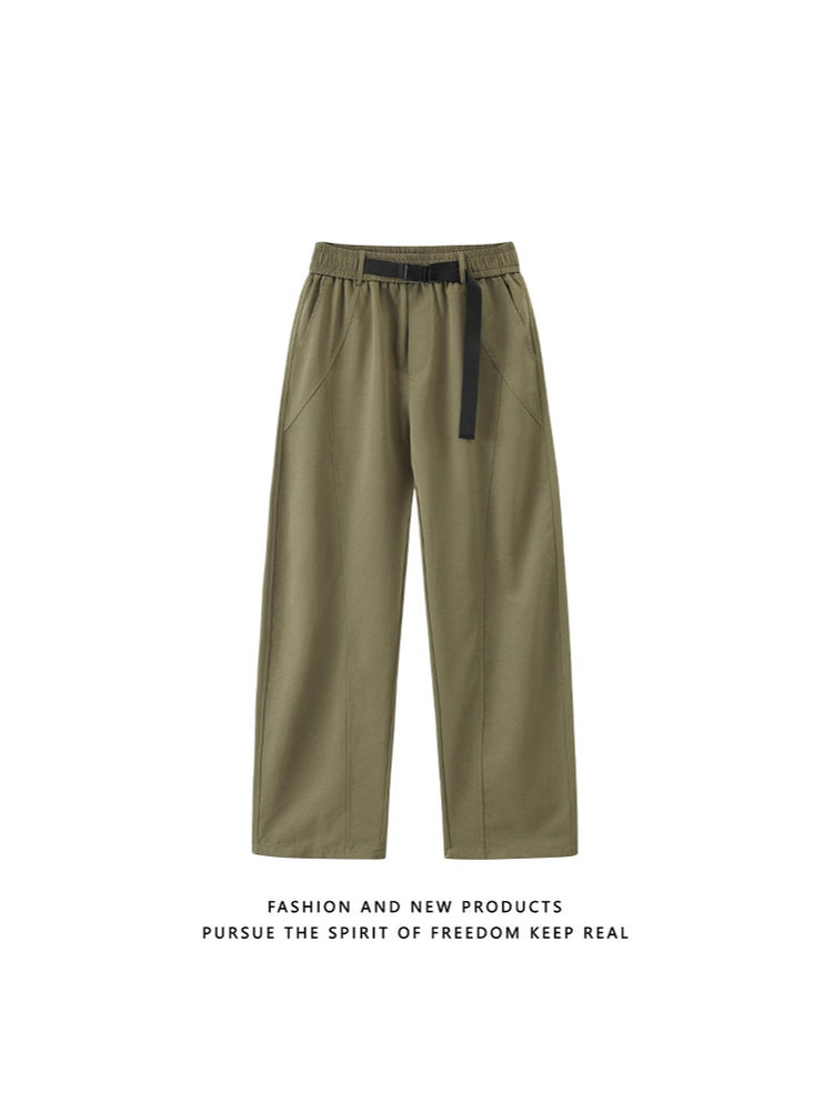 Men's casual pants 2025 new loose straight-leg sports pants, ice silk summer thin long pants, unisex