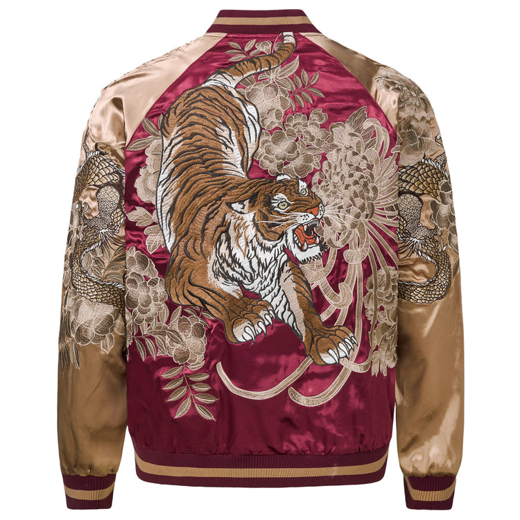 Heavy Embroidery - Reversible SUKAJAN Dragon Tiger Descending the Mountain heavy-duty embroidered Chinese-style jacket Yokosuka Silk Kasho