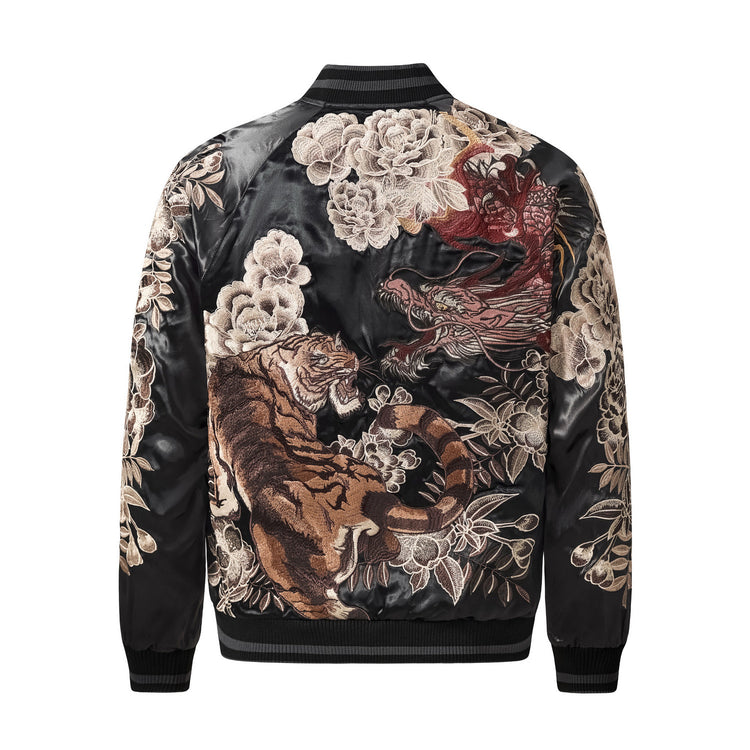Dragon and tiger heavyweight embroidered Chinese-style jacket Yokosuka embroidered divine beast satin 2025 spring/autumn new arrival