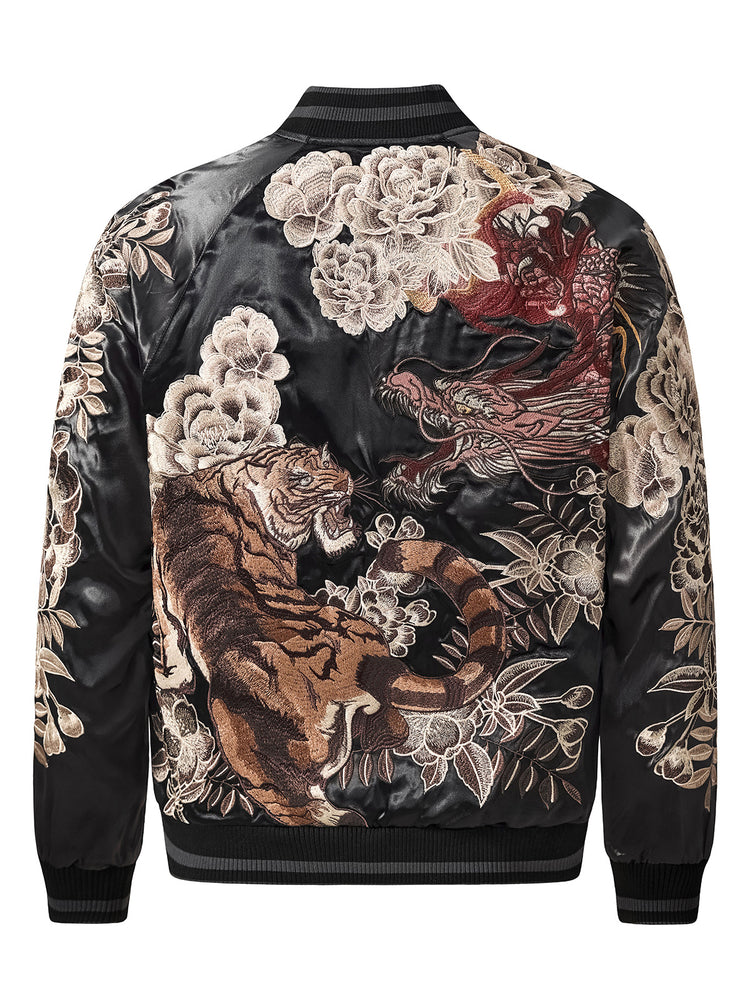 Huaxia Junpin Chinese style national tide heavy industry jacket casual national tide embroidery dragon tiger fighting baseball uniform jacket S108