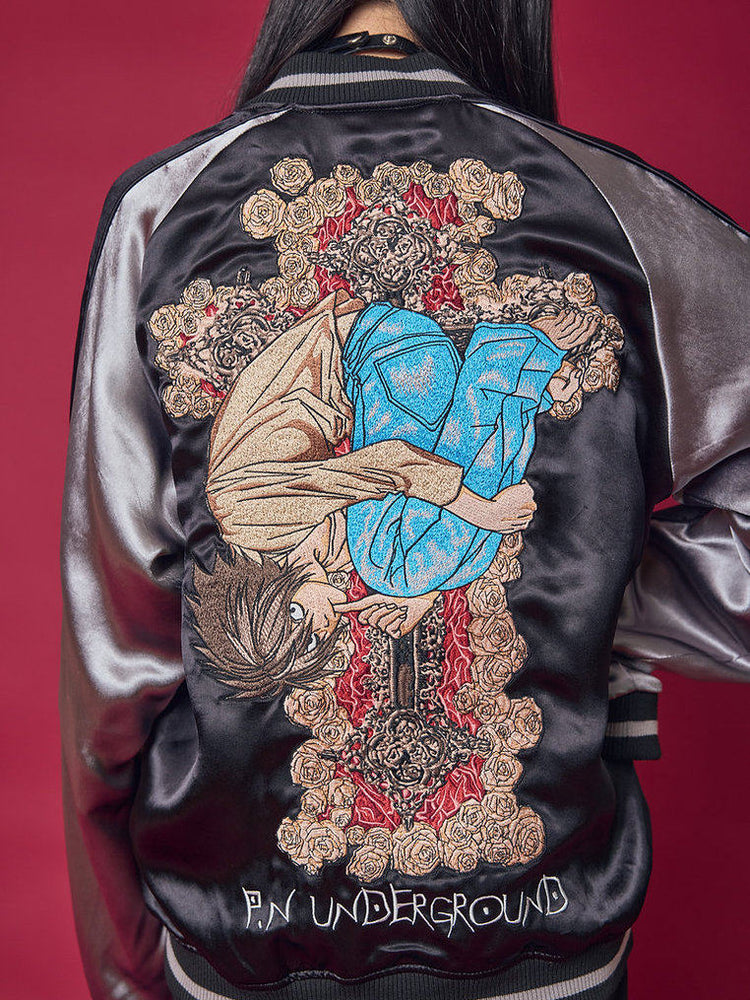 Japanese UD × Death Note leu L Yokosuka Heavy Industries embroidered reversible jacket long-sleeve for men and women