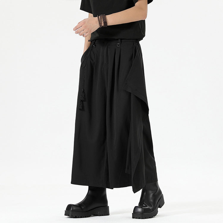 2024 Autumn New Chinese Style Dark Yamamoto Pants, Plus Size Dress Pants, Wide-Leg Casual Pants, Straight-Leg Skirt Pants for Men