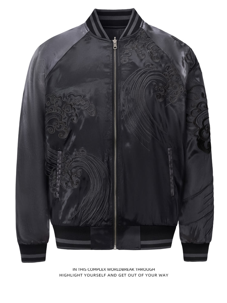 Heavy embroidered jackets, jackets, baseball uniforms, satin Yokosuka trendy brands