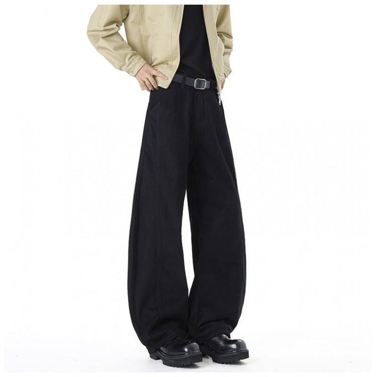 Washed Curved Knife Men's Spring/Summer New Loose Wide-Leg Floor-Length Wash-Down Long Pants -