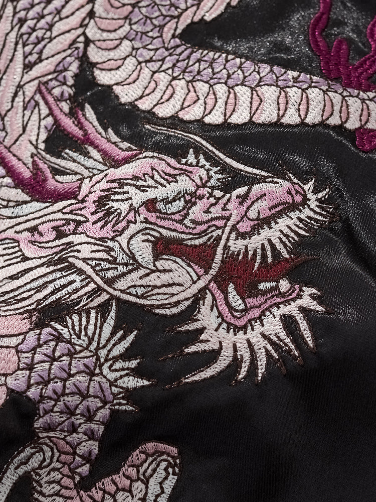 Huaxia Junpin Chinese style national tide embroidery auspicious cloud purple fire dragon jacket men's casual baseball uniform jacket A093
