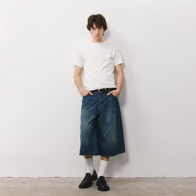 Men's denim shorts cross-border high-quality 2026 summer men's cropped pants trendy denim shorts