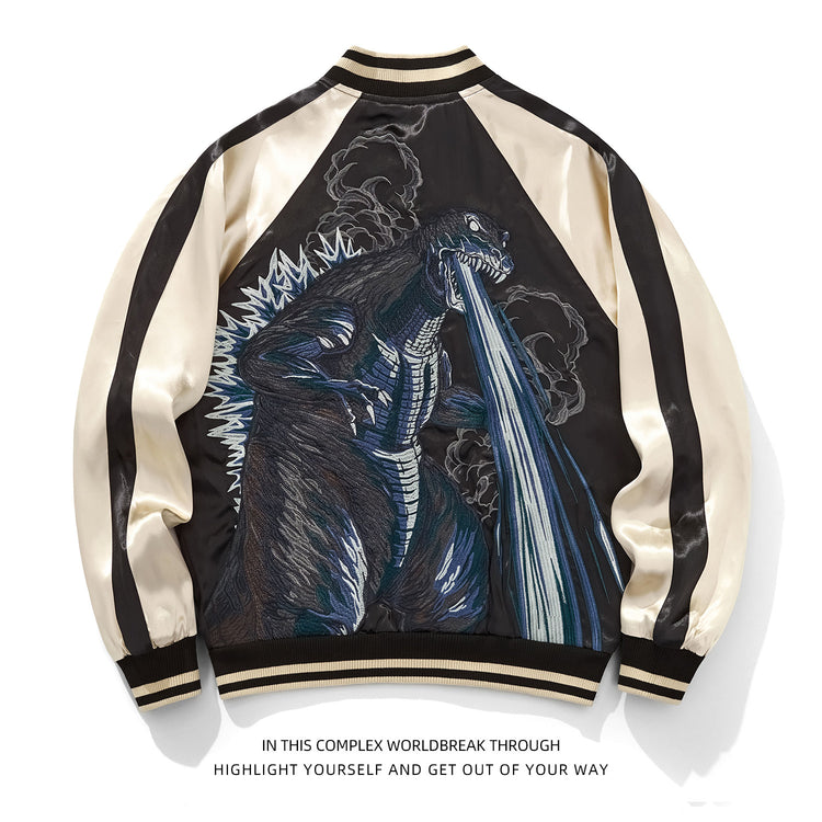 New Monster Anime Gesura Embroidered Jacket for Men, Top Yokosuka Embroidered Baseball Cartoon Cardigan