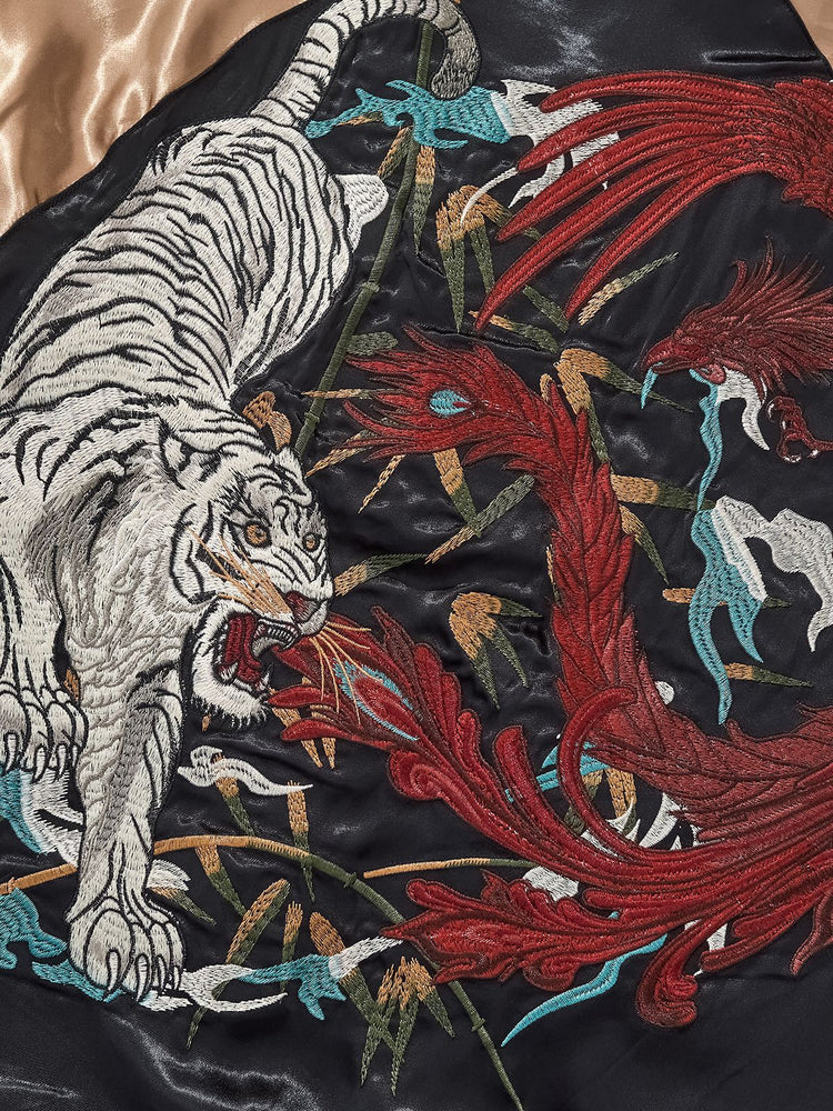 Huaxia Junpin Chinese style national tide heavy industry jacket national tide dragon tiger phoenix mythical beast embroidery baseball uniform jacket S132