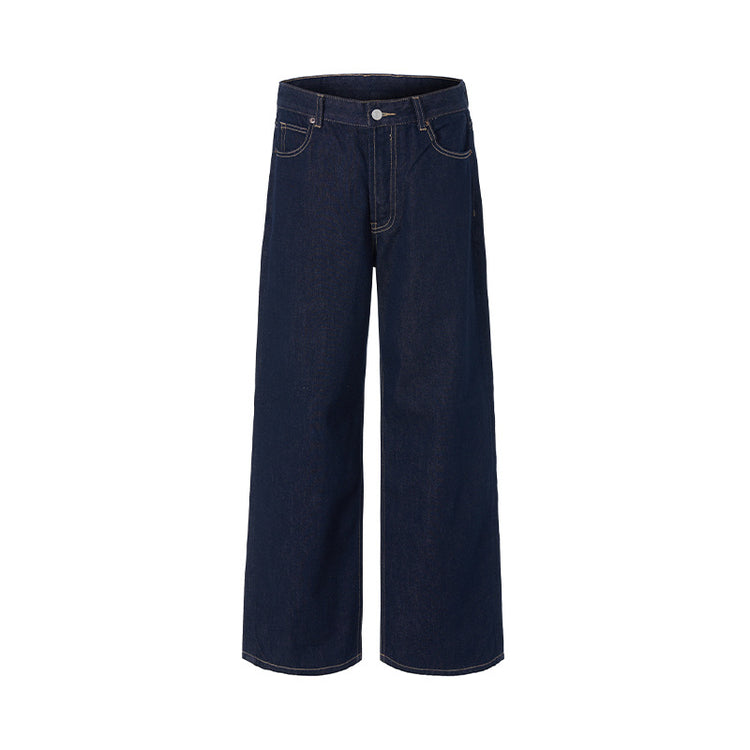 JIAMU red ear denim American high street baggy jeans unisex wide-leg jeans for men and women loose straight