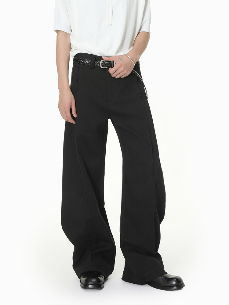 MTLCLOTHES Men's Wear | Korean Style Solid Color Minimalist Versatile Everyday Fashion Wide-Leg Pleated Curved Knife Casual Dress Pants