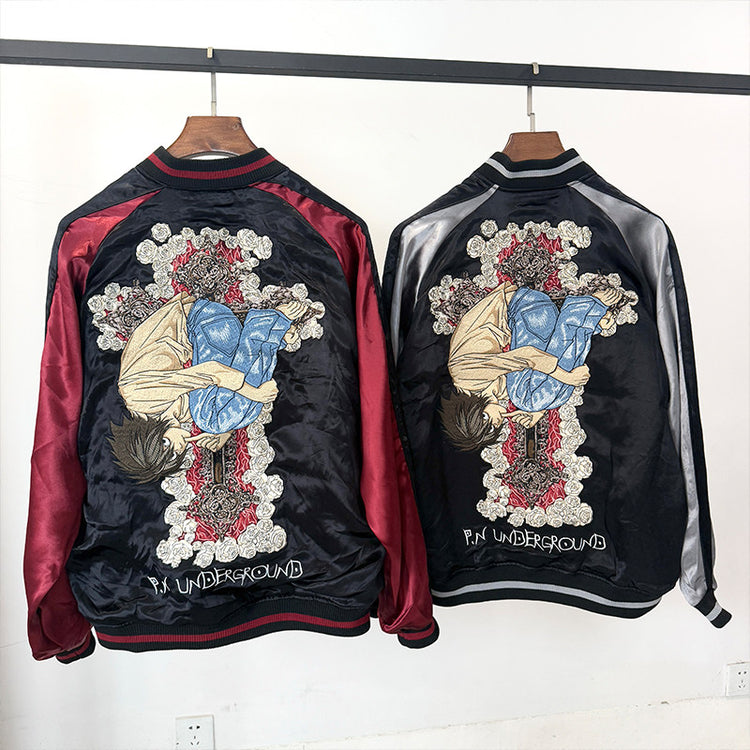 Japanese UD × Death Note leu L Yokosuka Heavy Industries embroidered reversible jacket long-sleeve for men and women