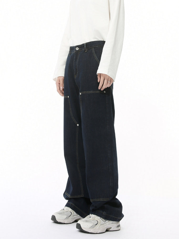 MTLCLOTHES Men's Wear | Four Seasons New Arrival: Korean Minimalist Style Deconstructed Washed Workwear Jeans Casual Loose