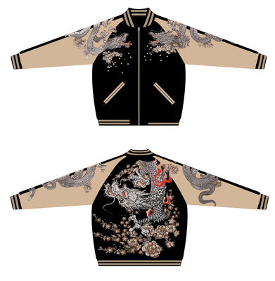 Huaxia Junpin Chinese style heavy industry embroidery flying dragon coiled dragon reproach jacket men's casual baseball uniform jacket B087