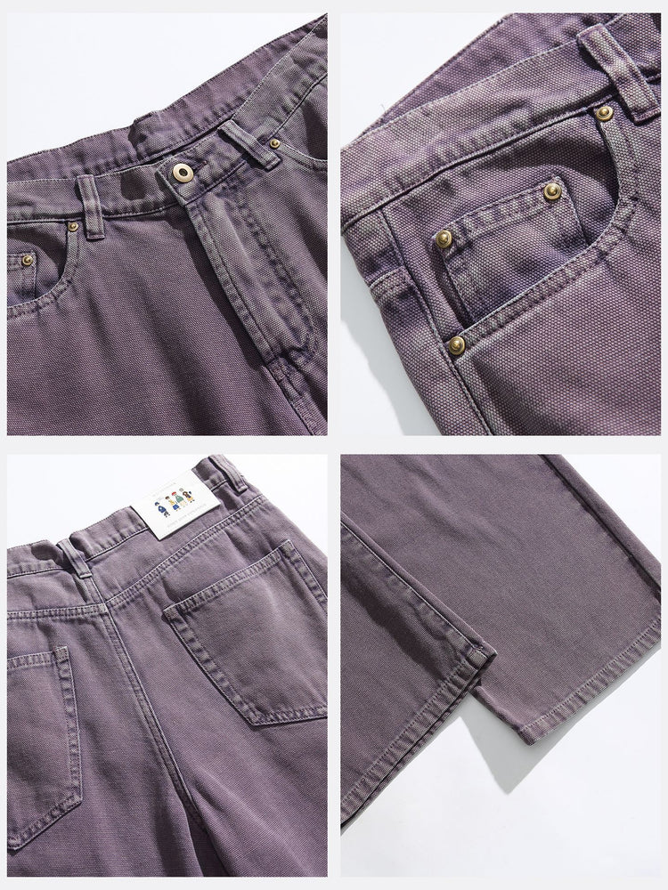 Black Fleet heavyweight casual American vintage washed workwear classic pants, comfortable straight-leg slightly loose jeans