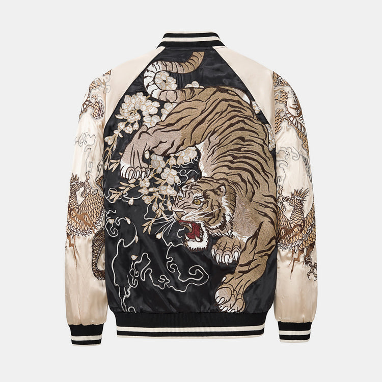 Yokosuka Heavy Industries dragon and tiger embroidered jacket, men's baseball uniform, national trend divine beast top, new spring and autumn arrivals