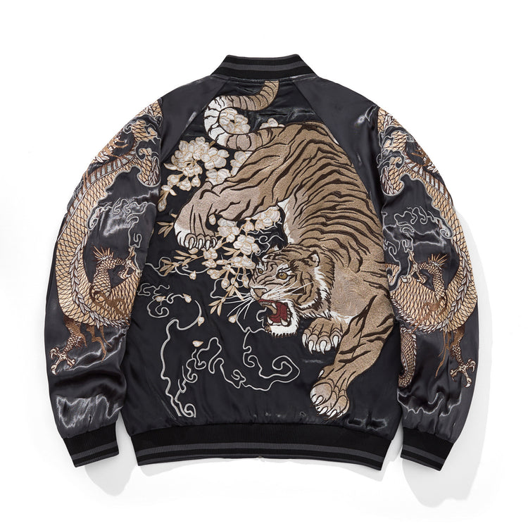 Yokosuka Heavy Industries dragon and tiger embroidered jacket, men's baseball uniform, national trend divine beast top, new spring and autumn arrivals