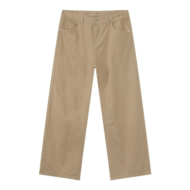 Nirben Denim|New Semi-Elasticated Waist Versatile Slacks Maillard Loose Straight Pants Pants for Men and Women